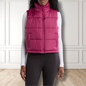 Women's Pink Crop Puffer Vest